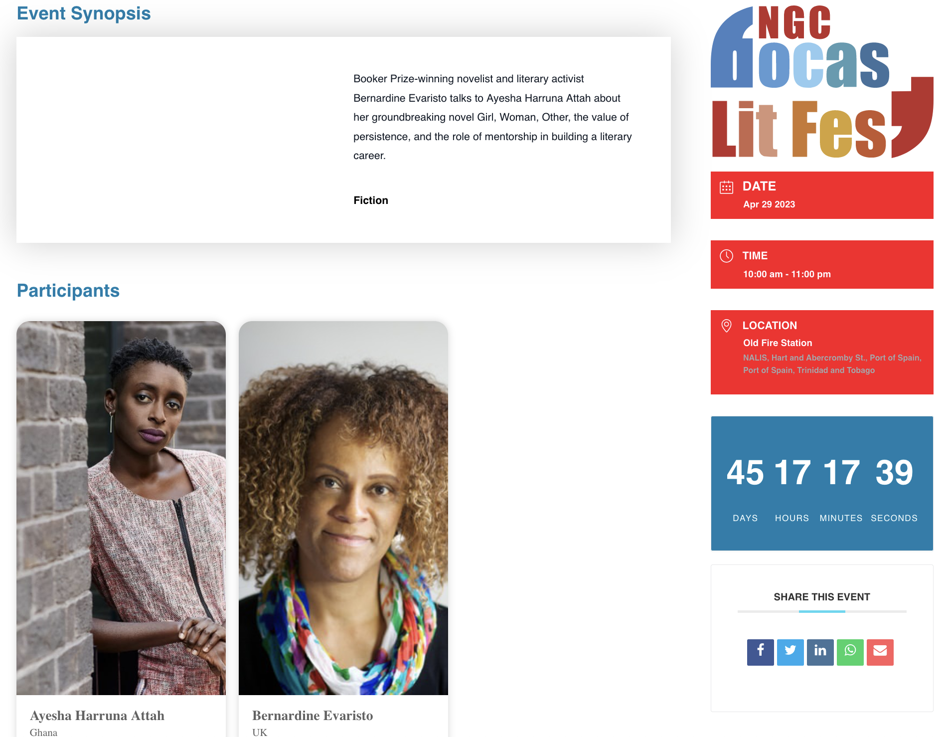 Bocas Lit Fest with Bernardine Evaristo