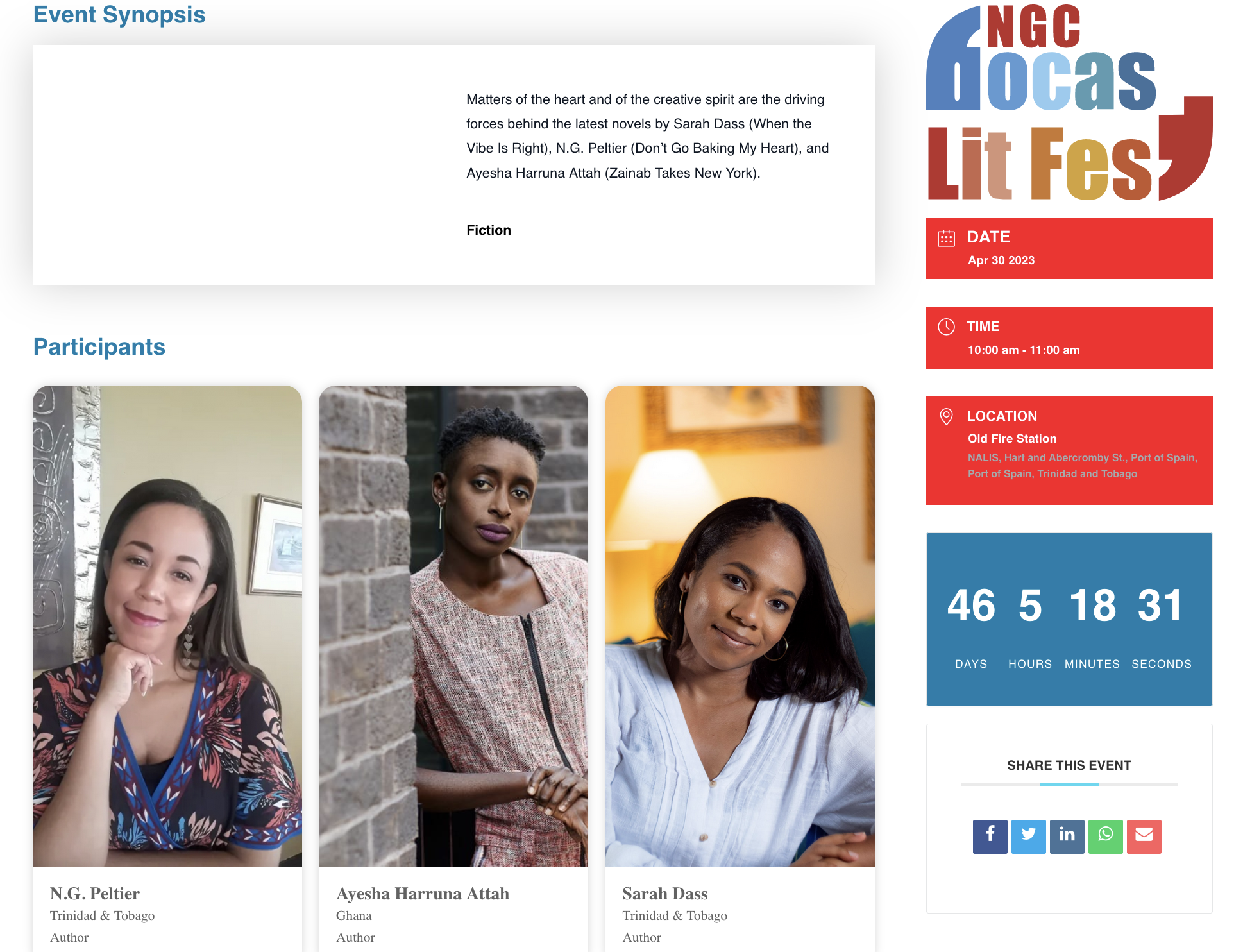 Sarah Dass (When the Vibe Is Right), N.G. Peltier (Don’t Go Baking My Heart), and Ayesha Harruna Attah (Zainab Takes New York)